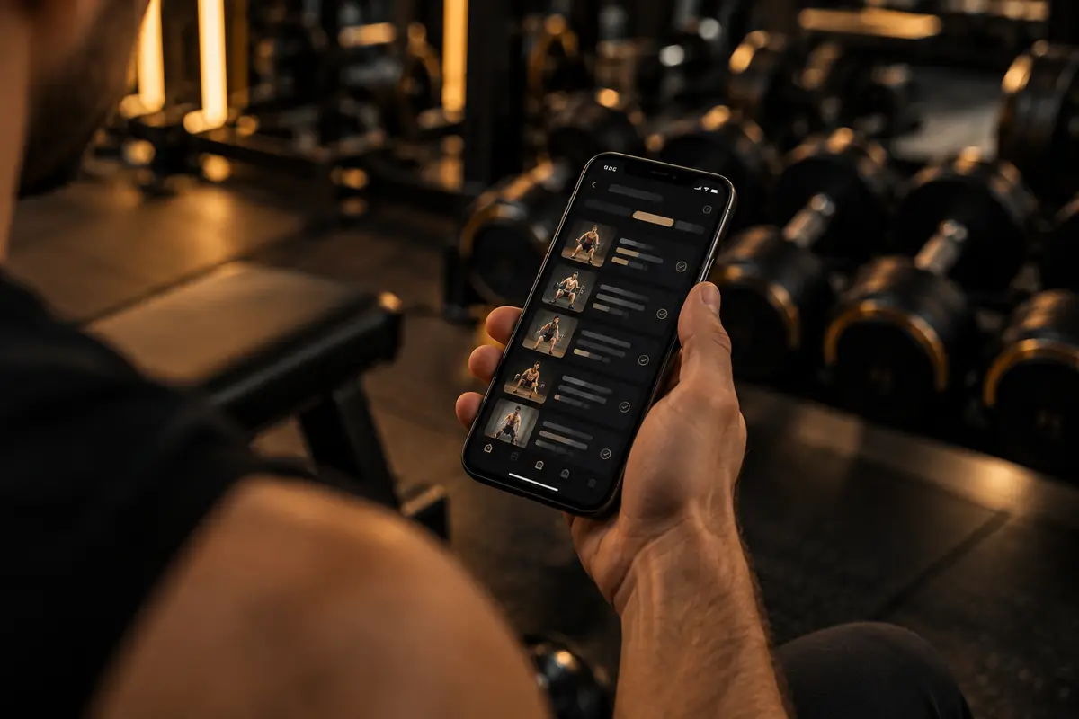 Seguimiento del entrenamiento desde el móvil en el gimnasio